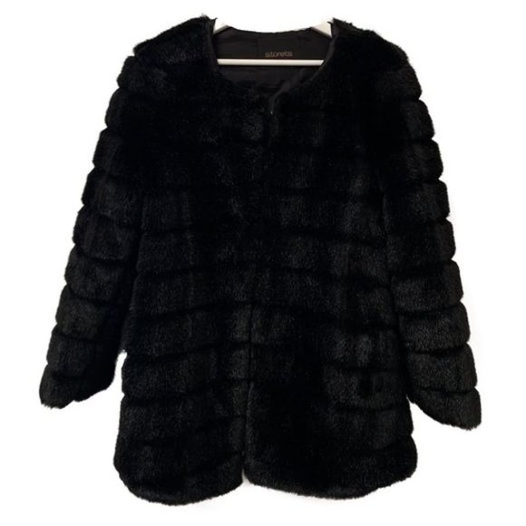 STORETS Black Faux Fur Jacket - Picture 1 of 4